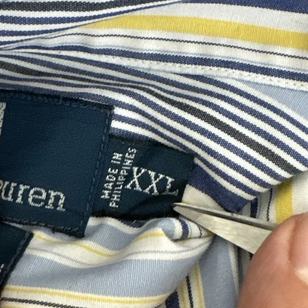 Polo Ralph Lauren Westerton Men's XXL Button Shirt Blue Yellow‎ Striped
